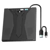 A black external drive with a USB 3.0 and Type-C cable attached, shown from a top-down diagonal angle against a white background. Produktbild-Vorschau