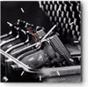 Wanduhr - Quadrat - Glasuhr - Waffe Waffe Kugel - 30x30cm - Produktbild-Vorschau 1