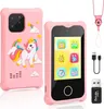 A pink children's smartphone with a unicorn case and accessories. Produktbild-Vorschau