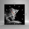Wanduhr - Quadrat - Glasuhr - Löwe Gähnen Schwarz und Weiß Produktbild-Vorschau 3