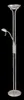 A silver floor lamp with two lights against a black background. Produktbild-Vorschau