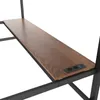 A close-up view of a wooden shelf with integrated power outlets on a black metal frame. Anteprima dell’immagine prodotto