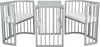 A grey crib with a mattress is shown from the front. Produktbild-Vorschau