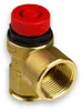 A close-up studio shot of a brass safety valve with a red cap. Anteprima dell’immagine prodotto