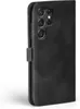A black flip cover case for a Samsung Galaxy S23 Ultra phone is shown from the side. Produktbild-Vorschau