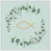 RP 20 Servietten Communion Branches green - Fisch im Kranz Produktbild-Vorschau 2
