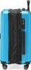 A side view of a blue suitcase with a black interior and wheels. Náhľad obrázku produktu