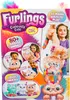 A marketing image for Furlings toys, showing children interacting with the toys and highlighting features. Voir les images du produit