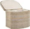 A woven storage basket with an open lid, lined with fabric. Produktbild-Vorschau