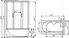 Technical drawings with dimensions of a shower cabin and bathtub. Podgląd zdjęcia produktu