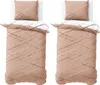 Bettwäsche 155x200 cm Baumwolle Beige Weiß Streifen Produktbild-Vorschau 1