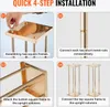 A four-step visual guide for assembling a gold-colored metal stand, likely a plant stand or display stand. Voir les images du produit
