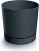 A dark gray cylindrical planter with a saucer base, shown against a white background. Anteprima dell’immagine prodotto
