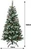 A decorated artificial Christmas tree with snow and red berries, shown with size indicators. Náhľad obrázku produktu