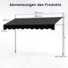 COSTWAY Klemmmarkise 300 cm breit, Balkonmarkise ohne Produktbild-Vorschau 7
