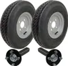 Two trailer wheels with hubs and stub axles against a white background. Anteprima dell’immagine prodotto