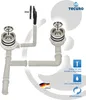 Diagram showing two sink strainer basket valves and their associated plumbing, with feature callouts. Produktbild-Vorschau
