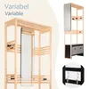 ONVAYA® Garderobenständer mit Spiegel ǀ Grau ǀ Bambus Produktbild-Vorschau 4