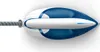 Overhead view of a white and blue steam iron. Produktbild-Vorschau