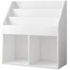 A white, minimalist bookshelf designed for children's books and toys. Podgląd zdjęcia produktu