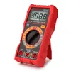 A red digital multimeter is shown against a white background, standing upright on its kickstand. Podgląd zdjęcia produktu