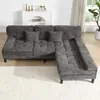 Merax L-Form Ecksofa mit Schlaffunktion, 3-Sitzer Chenille Produktbild-Vorschau 2