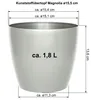 A diagram showing a plant pot with dimensions and volume indicated by text overlays. Náhled obrázku produktu