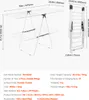 A white, two-tiered drying rack is shown from a slightly elevated, angled perspective, with dimensions and product specifications displayed below. Anteprima dell’immagine prodotto