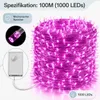 100M 1000LEDs 8 režimů pohádkové světla napájení LED Náhled obrázku produktu 2