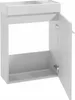A white bathroom cabinet with the door open, showing the interior. Produktbild-Vorschau