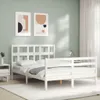 vidaXL Massivholzbett mit Kopfteil Weiß 140x200 cm Produktbild-Vorschau 4