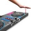 A hand is shown hovering over a DJ controller, with a red laser beam emanating from the controller towards the hand. Produktbild-Vorschau