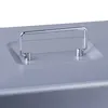A close-up view of a silver metal cash box with a chrome handle. Náhled obrázku produktu