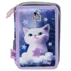 Katze 3 Fach Federtasche gefüllt Federmäppchen Federmappe Produktbild-Vorschau 5