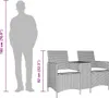 vidaXL Gartensofa 2-Sitzer mit Tisch und Kissen Grau Poly Produktbild-Vorschau 7
