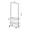 A line drawing of a rolling garment rack with dimensions indicated. Produktbild-Vorschau