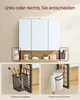 A bathroom cabinet with accessories and storage solutions shown in a collage format. Produktbild-Vorschau