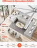 A large ceiling fan is installed in a modern living room with a sectional sofa and chairs. Produktbild-Vorschau