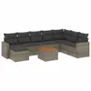 9-delige Loungeset met kussens poly rattan grijs Productafbeelding-voorbeeld 1
