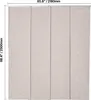 A set of four beige panel blinds hanging from a track. Voir les images du produit