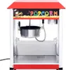 A vintage-style red and silver popcorn machine is shown against a white background. Voir les images du produit