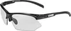 A pair of black safety glasses with clear lenses, shown from a side angle against a white background. Produktbild-Vorschau
