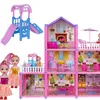 A dollhouse playset with dolls, furniture, and accessories, including a slide and multiple levels. Náhled obrázku produktu