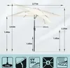 A diagram showing the dimensions of a cream-colored patio umbrella. Produktbild-Vorschau