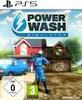 The cover art for the video game PowerWash Simulator on PS5, featuring a character in a blue suit holding a power washer in front of a house and garage. Produktbild-Vorschau