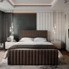 A bedroom with a bed, nightstands, and curtains. Produktbild-Vorschau