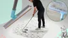 A collage of images showing a cleaning brush for pet hair, with a person using it on a rug and close-ups of the brush head. Náhled obrázku produktu