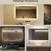 A collage of three different bathroom mirror setups, each featuring an illuminated mirror. Produktbild-Vorschau