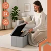 Ruhhy Pouf en tissu gris 60x30x30 cm 25996 ISOx Voir les images du produit 3