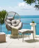 BELIANI Gartensessel Grau PE Rattan mit Hocker Auflagen Produktbild-Vorschau 2